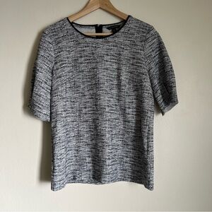 Banana Republic Crosshatched Black White Pattern Work Wear Shirt Medium